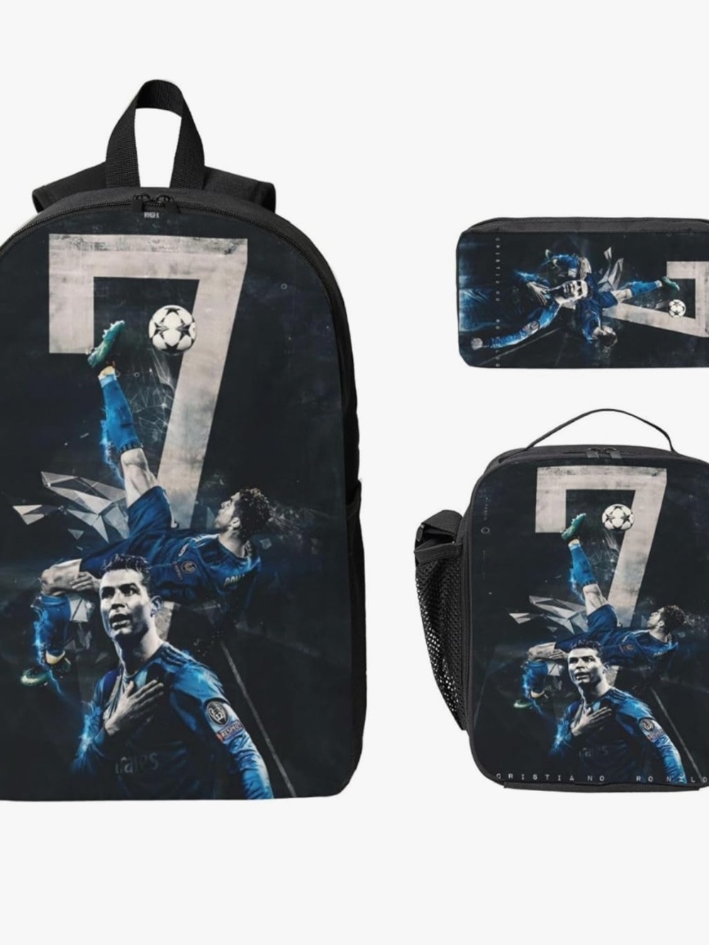 Christiano Ronaldo Graphic Backpack Set with Number 7